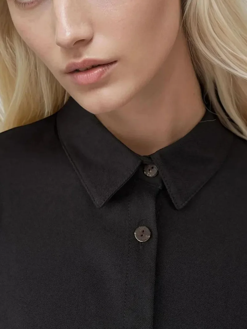 Big Dart Black BDART Linen Blend Long Sleeve Shirt and Pants Co-ord Set for Women | Best Price UAE