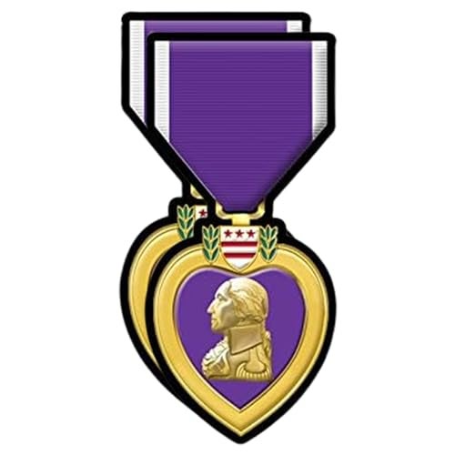eDesign 2Pack Purple Heart Medal Vinyl Sticker Purple Heart Decal 4 Inches Military Decals for Vehicles Car Truck SUV Van Window Bumper Wall Laptop Tablet Cup Tumbler and Any Smooth Surface - Image 1