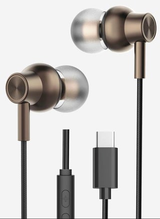 PHF3901 Extra Bass Earphones with Type-C Plug, Hi-Fi Sound, HD Calls & Gaming, 10mm Speakers, Comfortable Fit with 2 Pairs of Silicone Earbuds, Brown - pzsku/Z512CAF5E3FB820318C7FZ/45/1752743512/d9be25ca-9fd2-4bb8-a233-a2d970086bc7