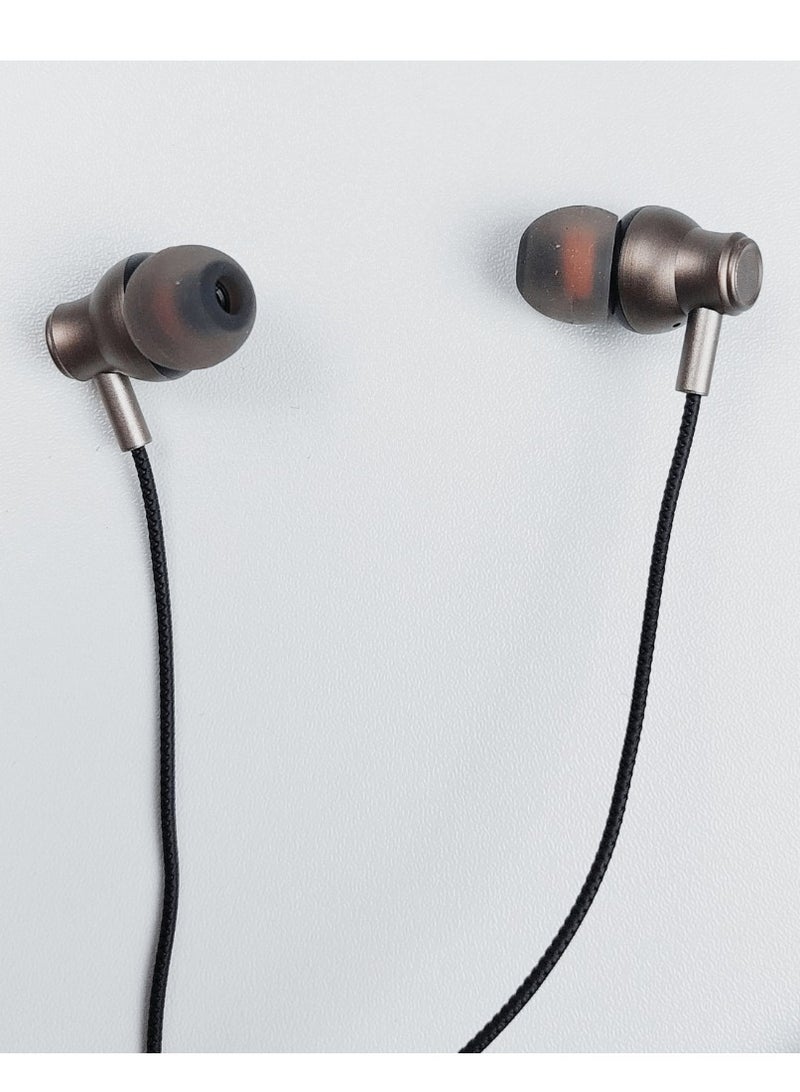 PHF3901 Extra Bass Earphones with Type-C Plug, Hi-Fi Sound, HD Calls & Gaming, 10mm Speakers, Comfortable Fit with 2 Pairs of Silicone Earbuds, Brown