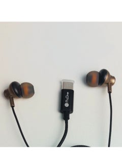 ProOne ProOne PHF3901 Extra Bass Earphones with Type-C Plug, Hi-Fi Sound, HD Calls & Gaming, 10mm Speakers, Comfortable Fit with 2 Pairs of Silicone Earbuds, Brown  - Image 1
