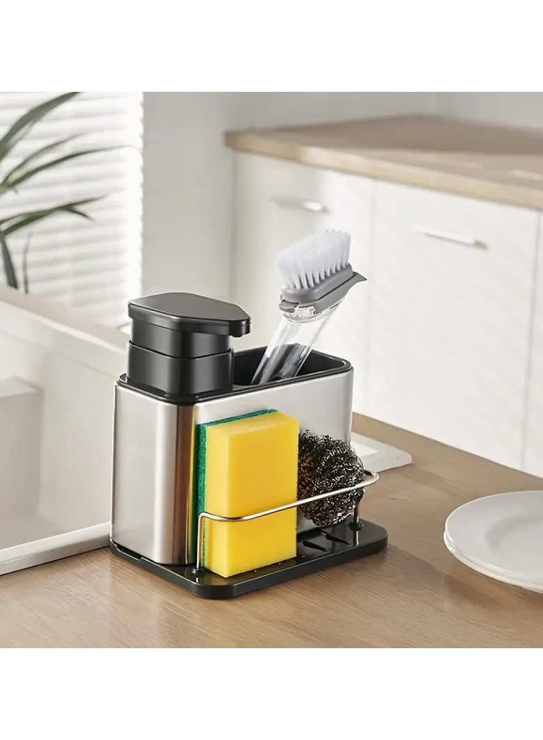 Stainless spoon tray And dish soap dispenser With sponge holder - Image 1