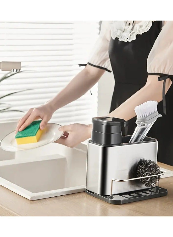 Stainless spoon tray And dish soap dispenser With sponge holder - Image 4