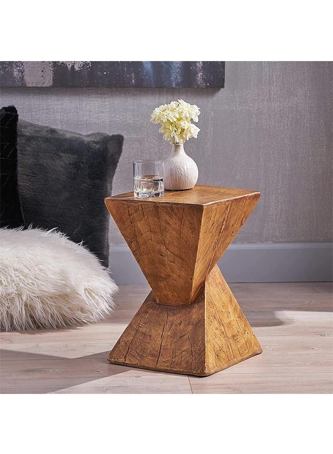 طاولة جانبية من الفن الخرساني، طاولة عصرية باللون البني بجانب السرير، طاولات جانبية للأريكة، طاولة نهاية للكرسي لغرفة المعيشة في الداخل والخارج، 30.5 × 30.5 × 46 سم - Image 2