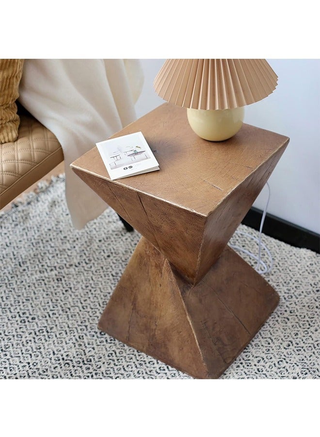 طاولة جانبية من الفن الخرساني، طاولة عصرية باللون البني بجانب السرير، طاولات جانبية للأريكة، طاولة نهاية للكرسي لغرفة المعيشة في الداخل والخارج، 30.5 × 30.5 × 46 سم - Image 3