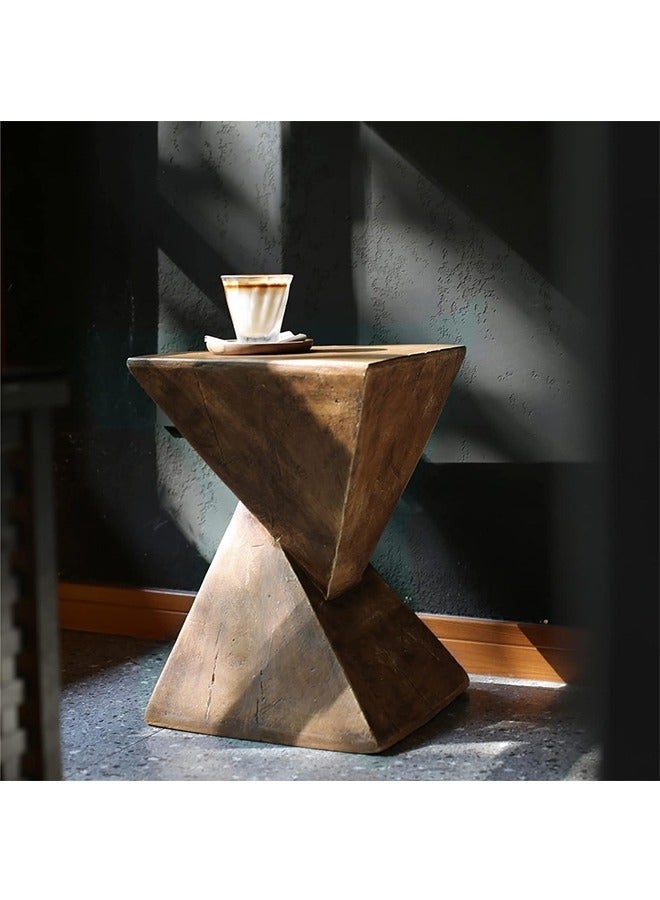 طاولة جانبية من الفن الخرساني، طاولة عصرية باللون البني بجانب السرير، طاولات جانبية للأريكة، طاولة نهاية للكرسي لغرفة المعيشة في الداخل والخارج، 30.5 × 30.5 × 46 سم - Image 4