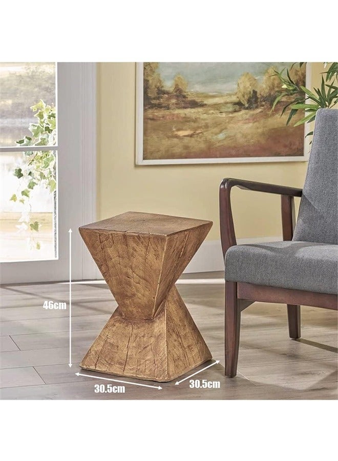 طاولة جانبية من الفن الخرساني، طاولة عصرية باللون البني بجانب السرير، طاولات جانبية للأريكة، طاولة نهاية للكرسي لغرفة المعيشة في الداخل والخارج، 30.5 × 30.5 × 46 سم - Image 5