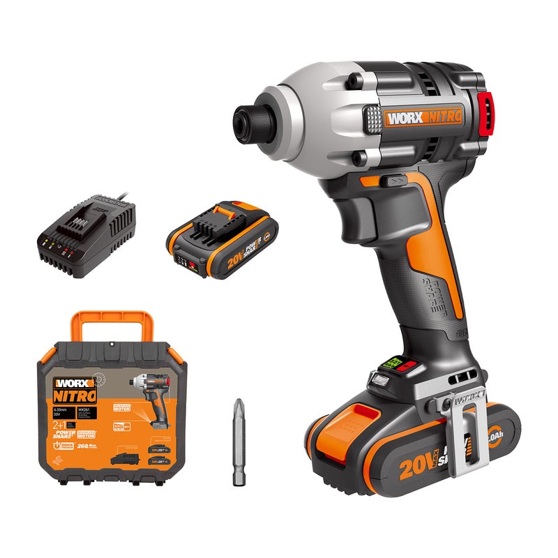 WORX WX261 18 V (20 V MAX) Brushless Impact Driver 2 x 2.0 Ah Batteries - Image 1