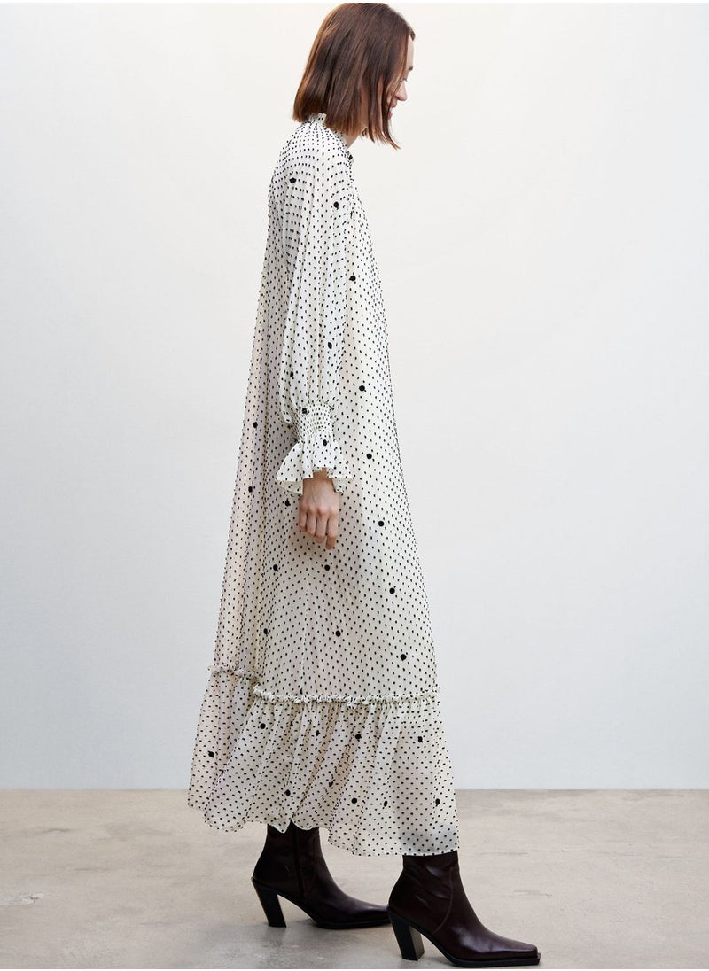 MANGO - Printed Ruffle Hem Dress - Image 1