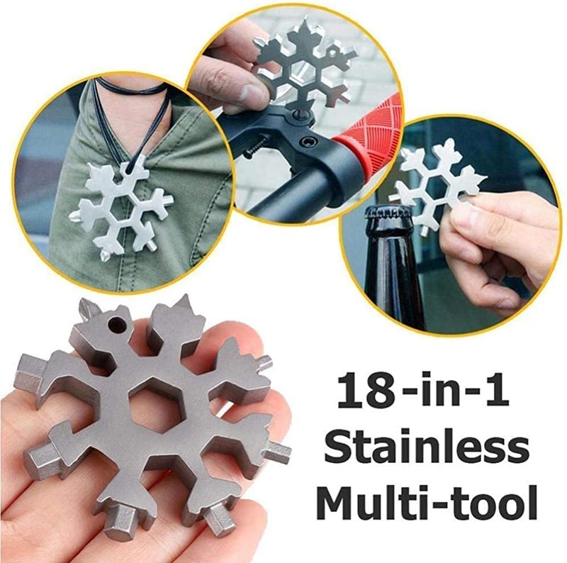 Kettlekane Kettlekane 18 in 1 Stainless Steel Snowflake Multi Tool Durable and Portable Essential Key Chain Pocket Bottle Opener Pocket Wrench Multi color - Image 5