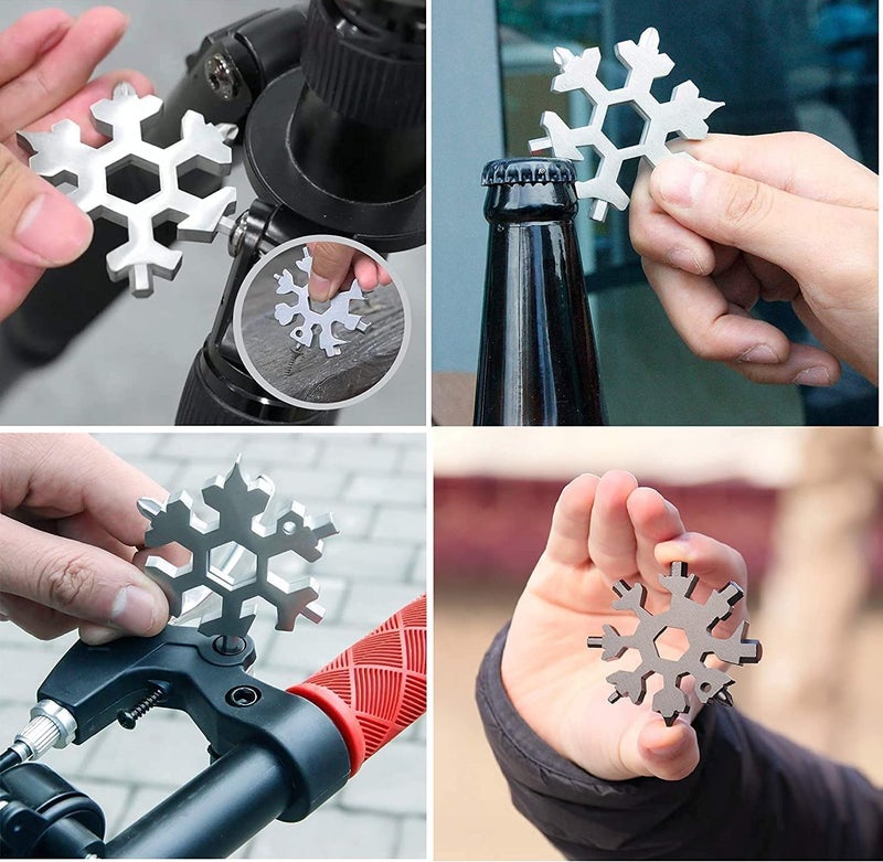 Kettlekane Kettlekane 18 in 1 Stainless Steel Snowflake Multi Tool Durable and Portable Essential Key Chain Pocket Bottle Opener Pocket Wrench Multi color - Image 4
