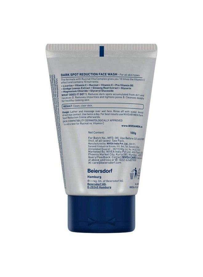 Nivea Men Dark Spot Reduction Face Wash 100 G (Pack Of 3) With Ginko And Ginseng Extracts For Clean Healthy & Clear Skin 10 X Vitamin C Effect For Radiant Skin For Dark Spot Reduction - Image 4