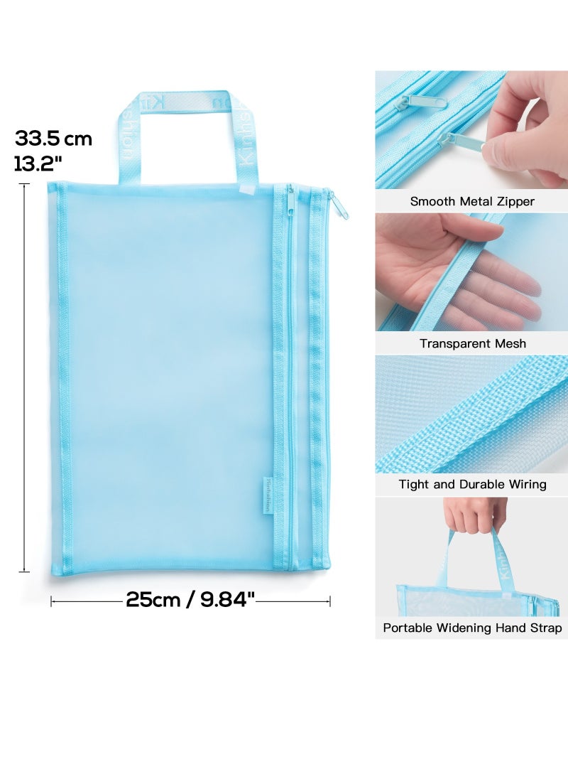 Generic - Double-Layer Mesh Zipper Pouch, Lightweight Nylon File Folders, A4 Document Organizer Clearly Visible Mesh Zip Bag, Suitable for School Office Travel Supplies(4 Packs) - Image 1