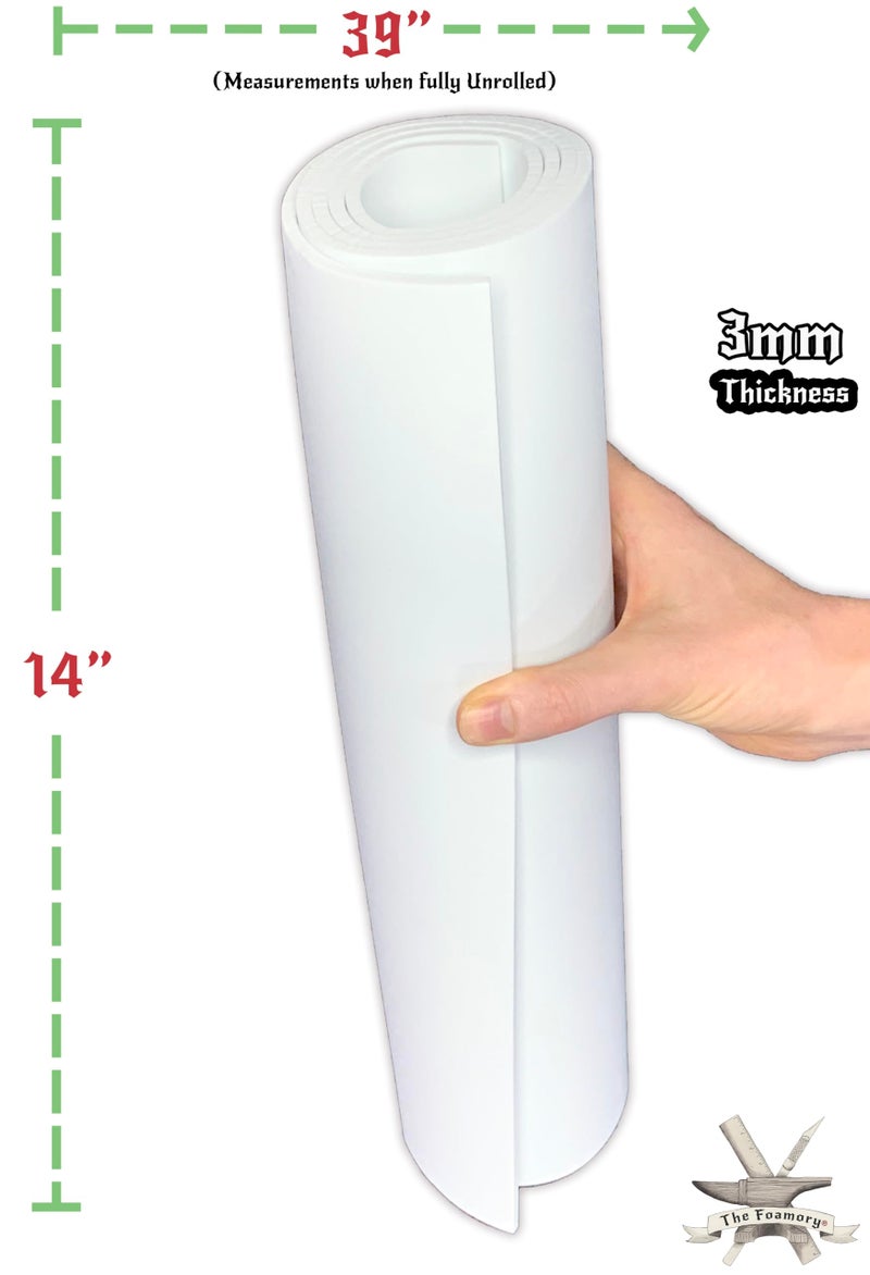 The Foamory Shape Retention EVA Cosplay Foam - 3mm Thick (1-10mm) White 14”x39” High Density EVA Craft Foam Sheets - Premium 85 kg/m3 Heat Shape Material for DIY, Comic, Con or Halloween Costumes - The Foamory - Image 4