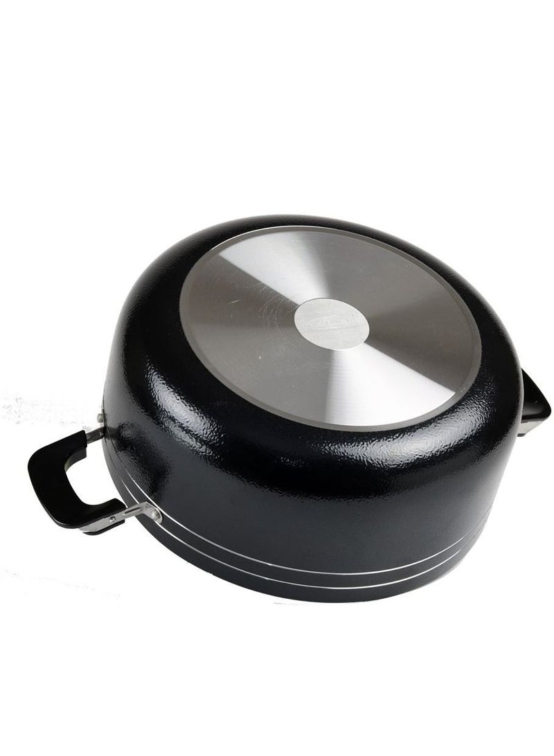 KAWASHI Aluminium Dutch Oven Cooking  With Glass Lid Black/Sliver 36CM  - Image 3