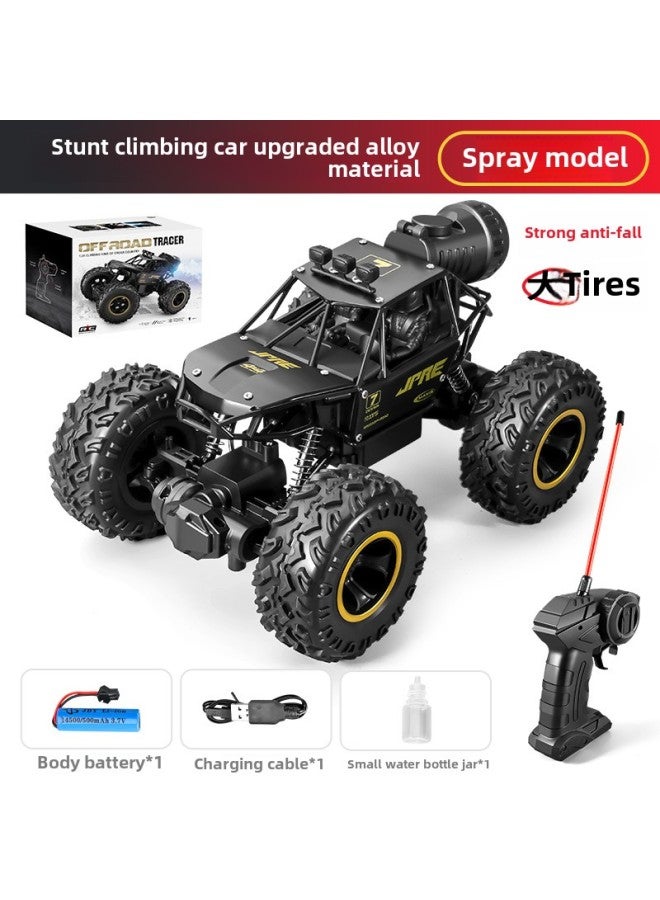 Alloy High-speed Off-road Vehicle Children's High-speed Four-wheel Drive Remote Control Car Charging Remote Control Climbing Toy Car Gifts-color:Black (with Spray)-scale:Dual Battery Version - Image 1