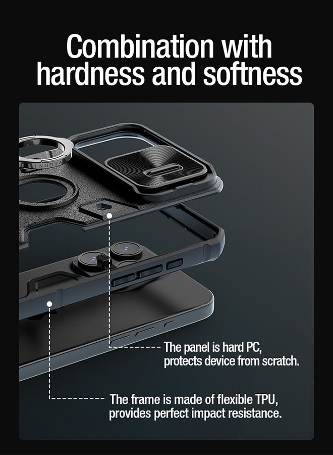 Nillkin Armor Case For iPhone 15 Pro Max Phone with Ring Kickstand and Sliding Camera Cover Full Around Protection Scratch Resistant Impact Resistant Bumpers Slim Shockproof Protective 6.7" Black  - Image 2
