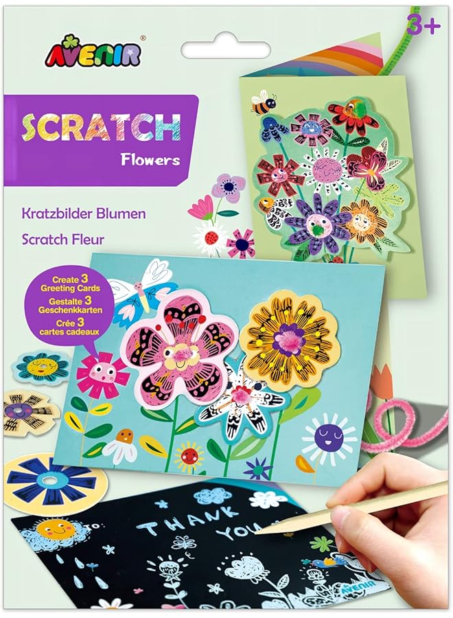أفينير مجموعة بطاقات التهنئة للفنون والحرف اليدوية من Scratch Flowers تصنع بطاقات تهنئة جميلة Scratch Art 3 Plus - Image 1