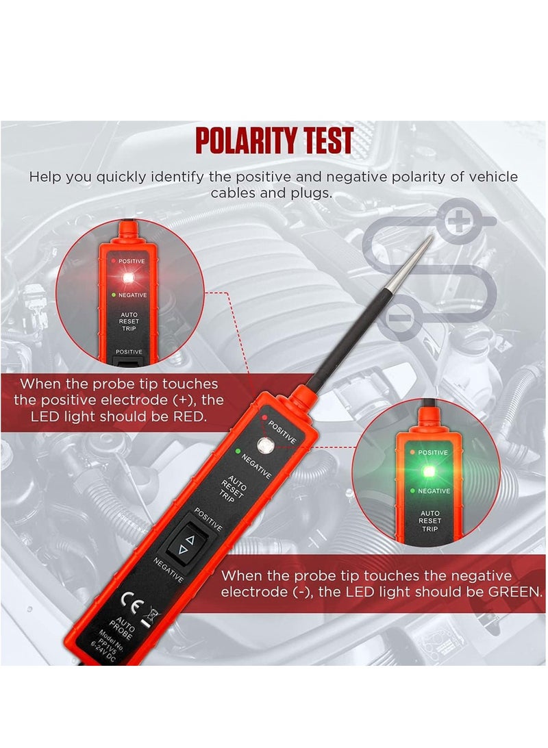 SYOSI Automotive Circuit Tester Test Light Automotive with 4M Test Lead 6V 12V 24V DC Led Light Tester Fuse Tester Circuit Tester Auto 12V Electrical System Tools for Car Truck Marine Motorcycle SUV Boat  - Image 3