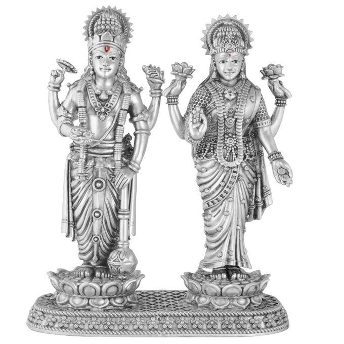 SILVER 925 VISHNU LAXMI IDOL STATUE 44 GMS GOD NARAYAN LAKSHMI MURTI SOLID SILVER FOR HOME POOJA GIFT ARTICLE