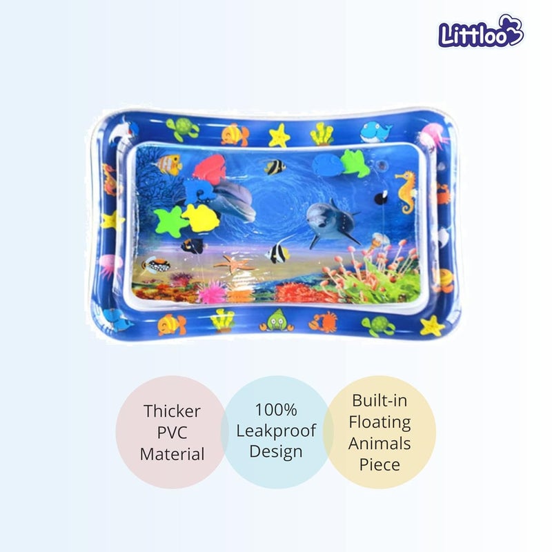 Littloo Baby Leakproof Inflatable Water Playmat for Happy Tummy Time Portable Outdoor & Indoor Fun Learning Activity with Floating Toys for Stimulation Growth for Babies Kids Toddlers,Pack of 1,Blue - Image 4