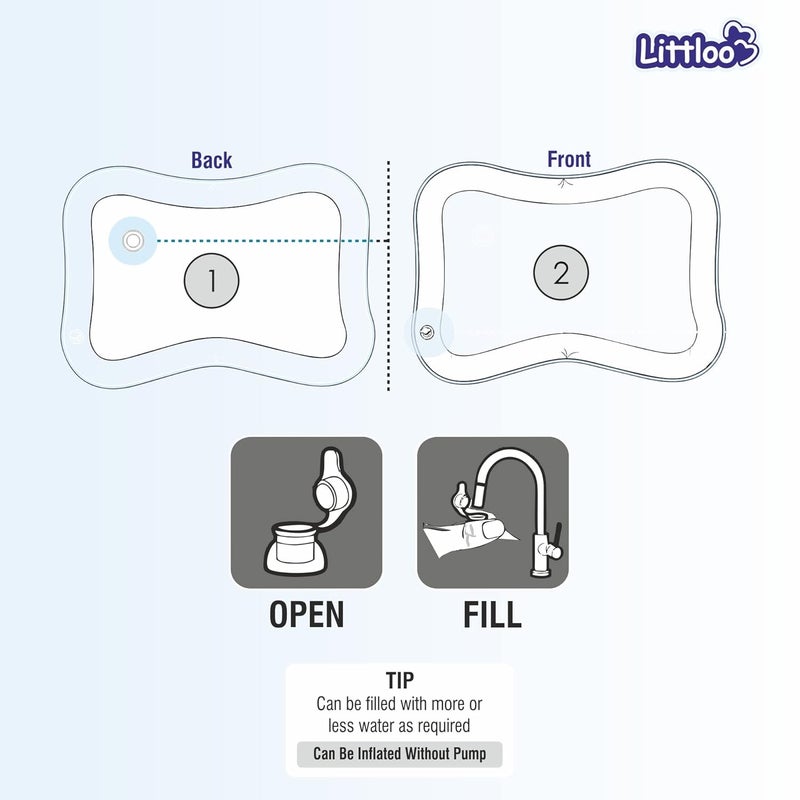 Littloo Baby Leakproof Inflatable Water Playmat for Happy Tummy Time Portable Outdoor & Indoor Fun Learning Activity with Floating Toys for Stimulation Growth for Babies Kids Toddlers,Pack of 1,Blue - Image 3