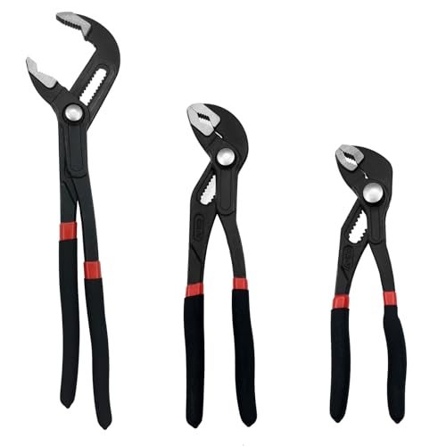 MFBJXC 3PCS Groove Joint Pliers Set 7Inch 10Inch 12Inch, Fast Adjustable Channel Locks Plier Set Quick Release Water Pump Pliers Set V-Jaw Tongue for Gripping, Repair, Nuts, Bolts, Pipe - Image 1