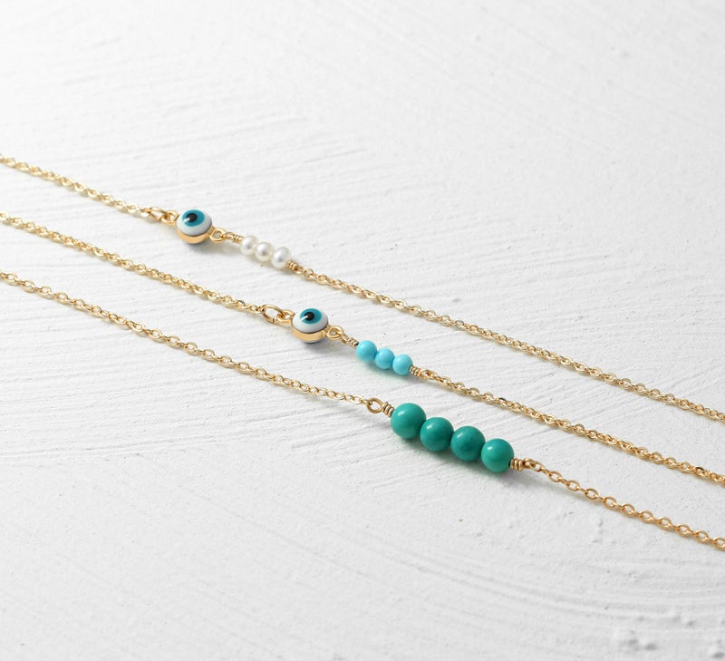 VACRONA Gold Choker Necklace for Women 14K Gold Plated Evil Eye Choker Delicate Long Gold Cuban Link Chain Green Cubic Zirconia Trendy Necklaces Jewelry Gift - Image 4