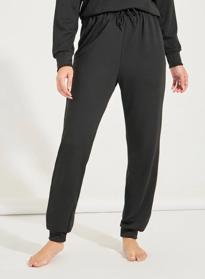 Styli Leopard Paris Slogan Sweatshirt & Jogger Lounge Set