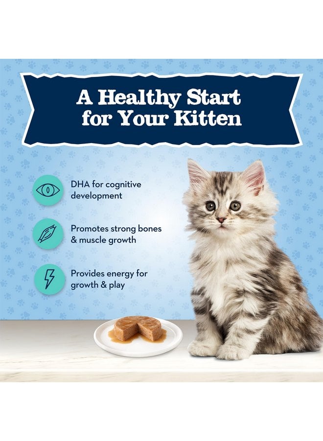 بلو بافلو طعام القطط الرطب Blue Buffalo Baby BLUE Natural Kitten، مجموعة متنوعة من باتيه، تركيبة نمو صحية مع حمض الدوكوساهيكسانويك، عالية البروتين وخالية من الحبوب، وصفات الدجاج والسلمون، علب بحجم 3 أونصات (6 عبوات، 3 عبوات من كل عبوة) - Image 4