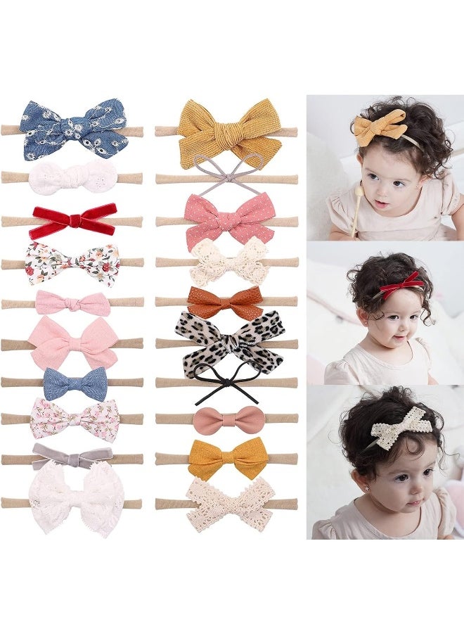 doboi doboi 20PCS Baby Girls Hair Bows Headbands Soft Nylon Hairbands Elastic Hair Accessories for Newborns Infants Toddlers and Kids  - Image 1