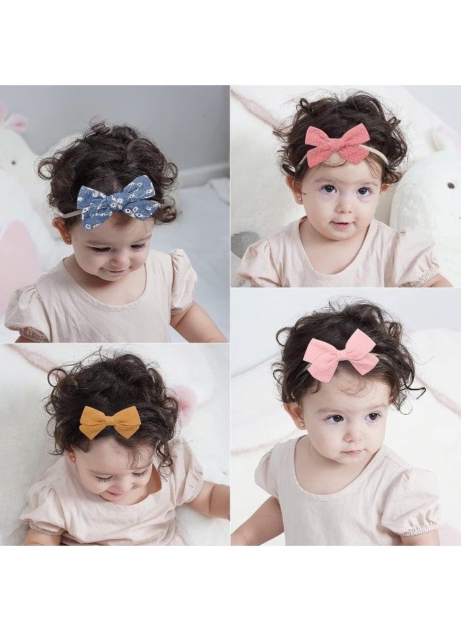 doboi doboi 20PCS Baby Girls Hair Bows Headbands Soft Nylon Hairbands Elastic Hair Accessories for Newborns Infants Toddlers and Kids  - Image 4