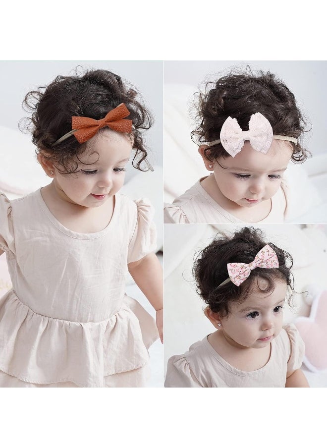 doboi doboi 20PCS Baby Girls Hair Bows Headbands Soft Nylon Hairbands Elastic Hair Accessories for Newborns Infants Toddlers and Kids  - Image 3