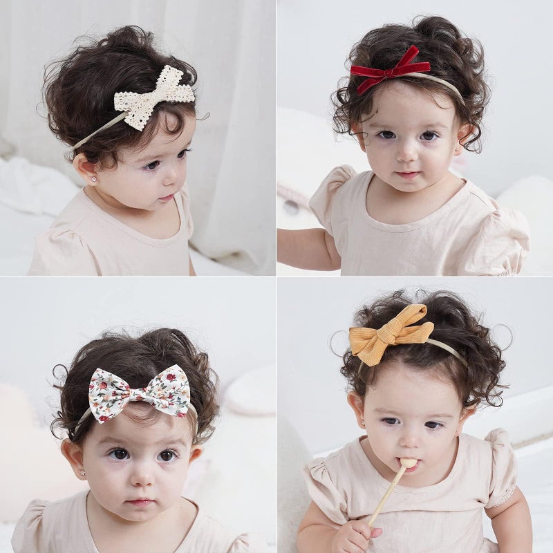 doboi 20PCS Baby Girls Hair Bows Headbands Soft Nylon Hairbands Elastic Hair Accessories for Newborns Infants Toddlers and Kids - Image 2