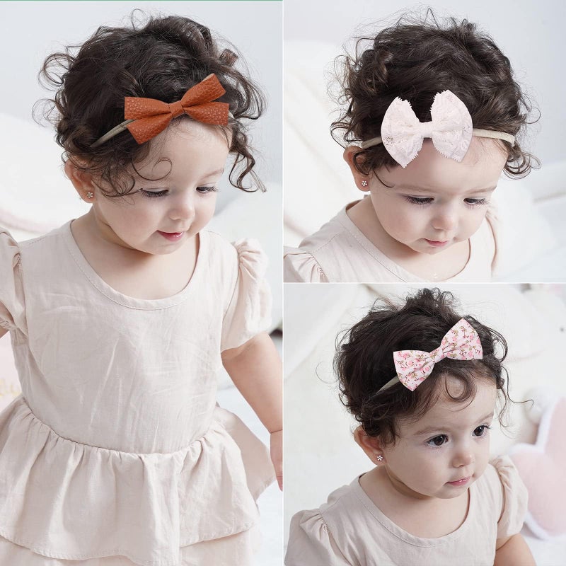 doboi 20PCS Baby Girls Hair Bows Headbands Soft Nylon Hairbands Elastic Hair Accessories for Newborns Infants Toddlers and Kids - Image 3