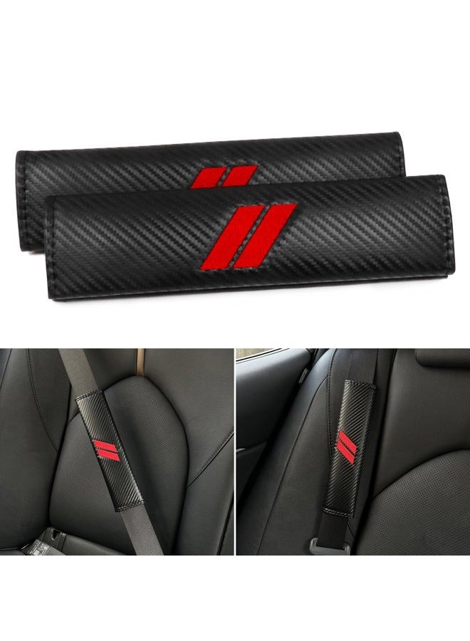 REMOCH Seat Belt Pads for Dodge Charger Accessories Durango Challenger Journey Leather Seatbelt Cover Shoulder Strap Cushion Proetection Sleeve (2 Pcs, Red Stitches) - Image 1