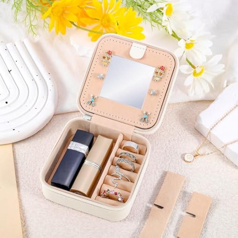 Small Travel Jewelry Case with Initial Jewelry Box Mini Jewelry Organizer Holder for Women Portable Personalized Teens Girls Birthday Gifts for Friends Sister Mom Bridesmaid Her（White G） - Image 5
