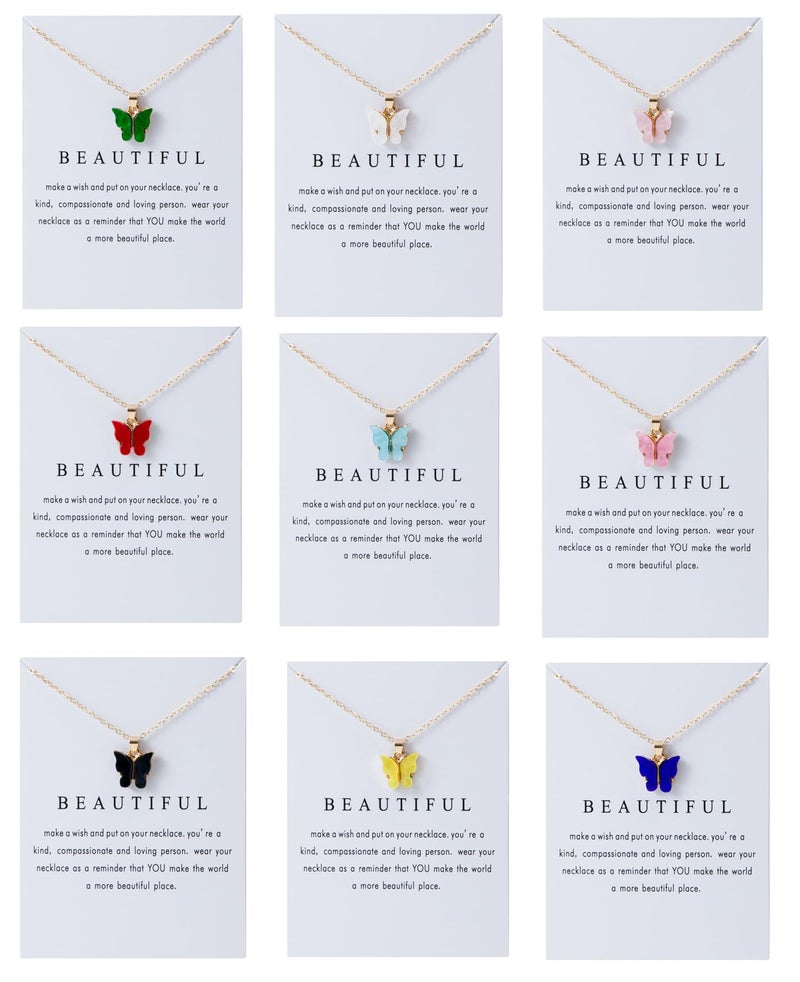 LOTSOF 20 Pcs Dainty Colorful Butterfly Pendant Necklace Set for Women, Bohemian Acrylic Butterfly Chain Necklace Cute Jewelry Set Gift (Multiple Colors) - Image 2