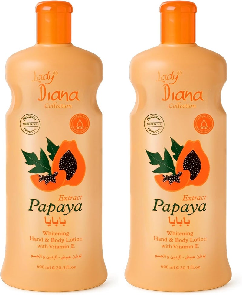 Lady Diana Papaya Extract Whitening Hand & Body Lotion with Vitamin E - 600ml - Image 1