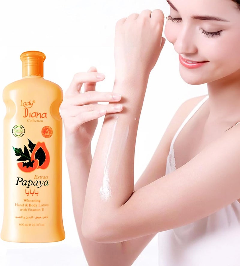 Lady Diana Papaya Extract Whitening Hand & Body Lotion with Vitamin E - 600ml - Image 4
