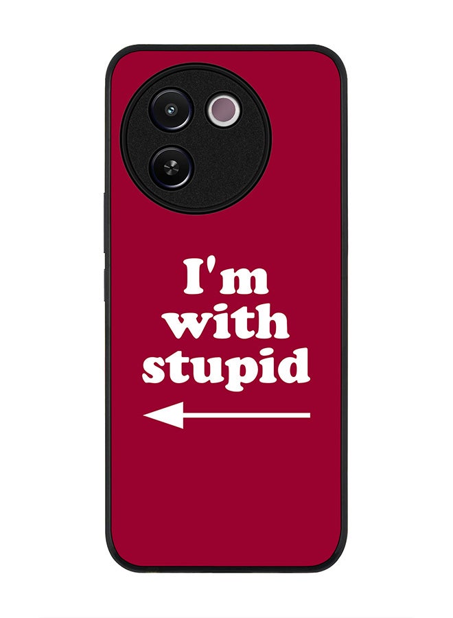 Stylizedd Rugged Black edge case for Vivo V30e, Slim fit Soft Case Flexible Rubber Edges Anti Drop TPU Gel Thin Cover -  I'm with stupid - Image 1