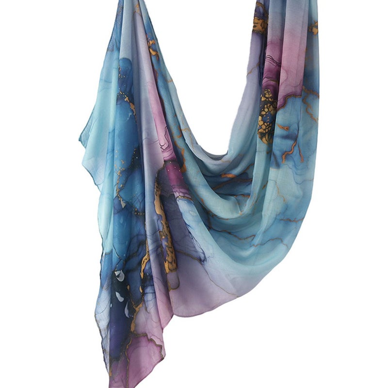 Best-Selling Watercolor Tie-Dye Cotton Scarf - Satin Polyester Long Wrap, Turkish Headscarf