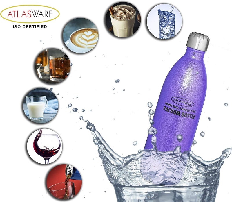 Atlasware 500ml Double Wall Stainless Steel Vacuum Bottle - Purple - Image 2