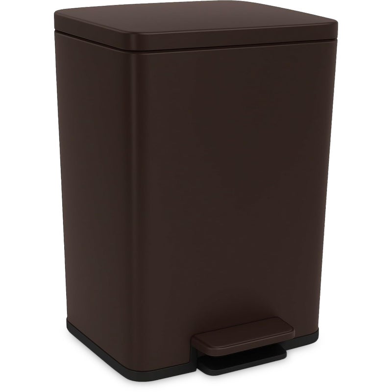 Simpli-Magic 50 Liter / 13.2 Gallon Soft-Close, Smudge Resistant Trash Can with Foot Pedal and Built in Filter- Brown - Image 1
