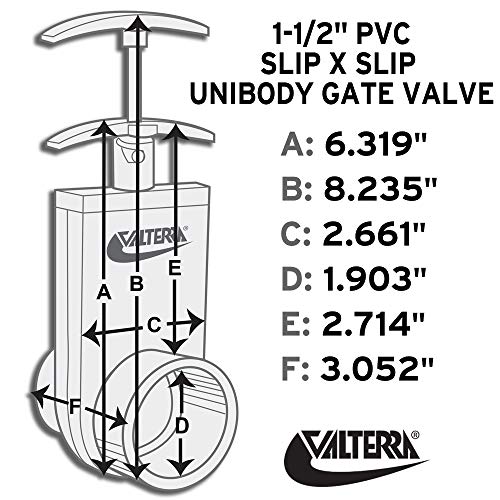 Valterra 2101X PVC Gate Valve, White, 1-1/2" Inner Diameter, 1.9" Outer Diameter Unibody Valve, Slip w/ Gate Keeper - Image 2