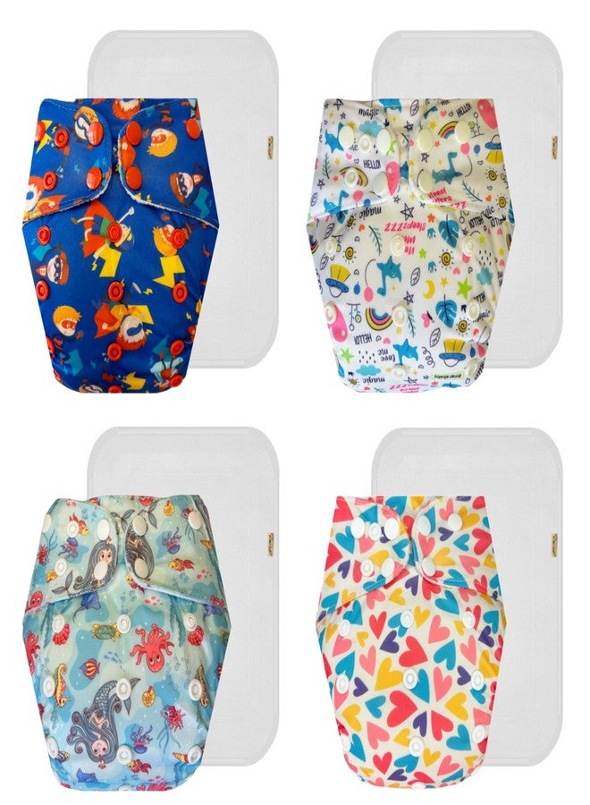 Dumbledo Premium Cloth Diaper with Cotton Insert (Pack of 4) | Snug Fit | Breathable | Travel Friendly | Perfect for Indian Summers | 3 Months - 3 Years | Unisex Baby - Image 1