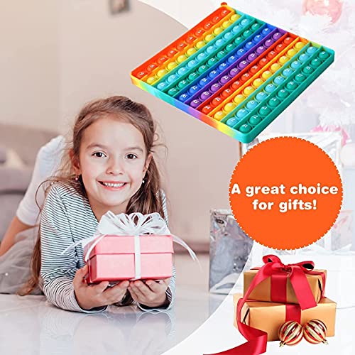 AK-SHIP 7.8in Big Size P0pp Math Toys , Rainbow Square Fidget Ttoy 100bubbles Stress Relieving Fidget Game for Teachers to Create Kinds of Math Manipulatives【with 1-100 Numbers Tables】 - Image 4