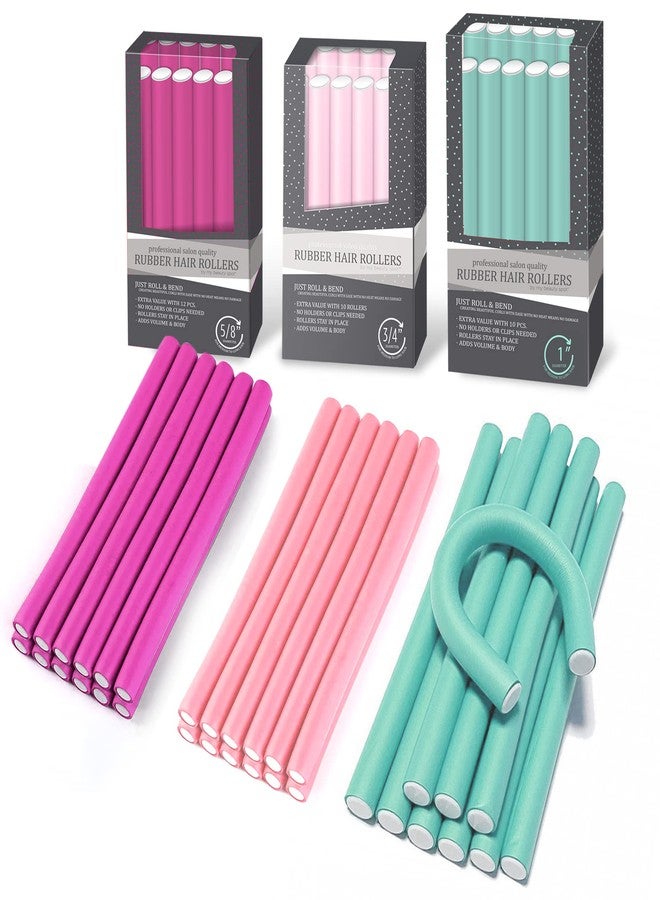 My Beauty Spot Flexi Rods Foam Hair Rollers 1" Diameter Professional Salon Quality 10 Pcs Rubber Hair Rollers for Medium to Long Hair (Blue) - Image 2
