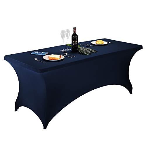 LZY Spandex Fitted Stretch Table Cover for 6 ft or 4ft or 8ft Folding Table Rectangular Cocktail Tablecloth Perfect for Party or Banquet