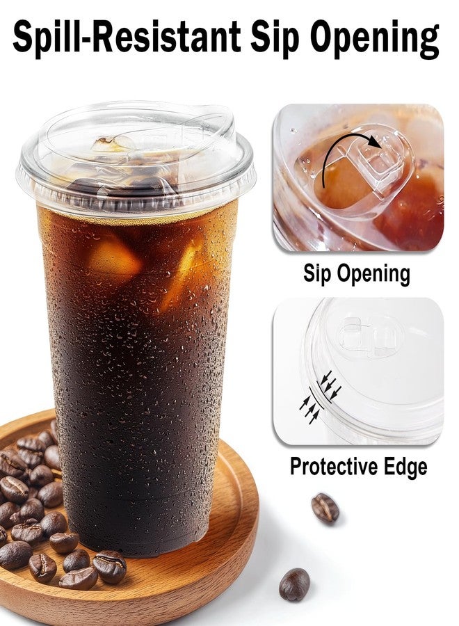 BYSNOW 100 Pack 16 oz Clear Plastic Cups with Lids, Disposable Iced Coffee Cups with Sip Lids, Sturdy Plastic Smoothie Cups for Cold Drinks - Image 2